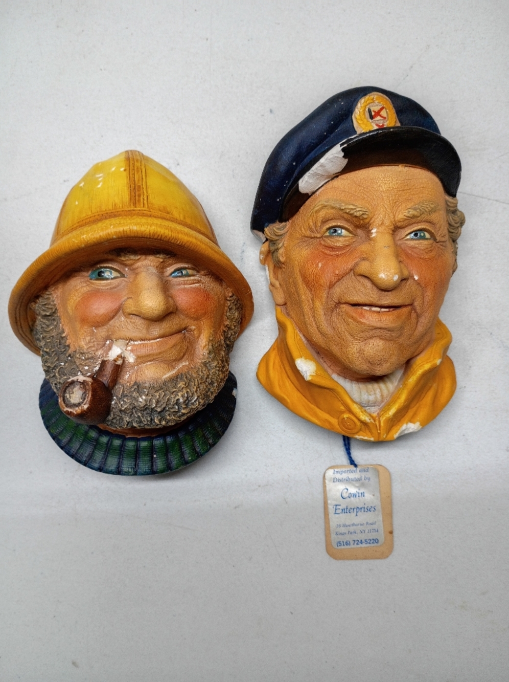 VTG Bossons Sailor & Skipper Chalk heads Made in Britain Hand Painted Wall Art